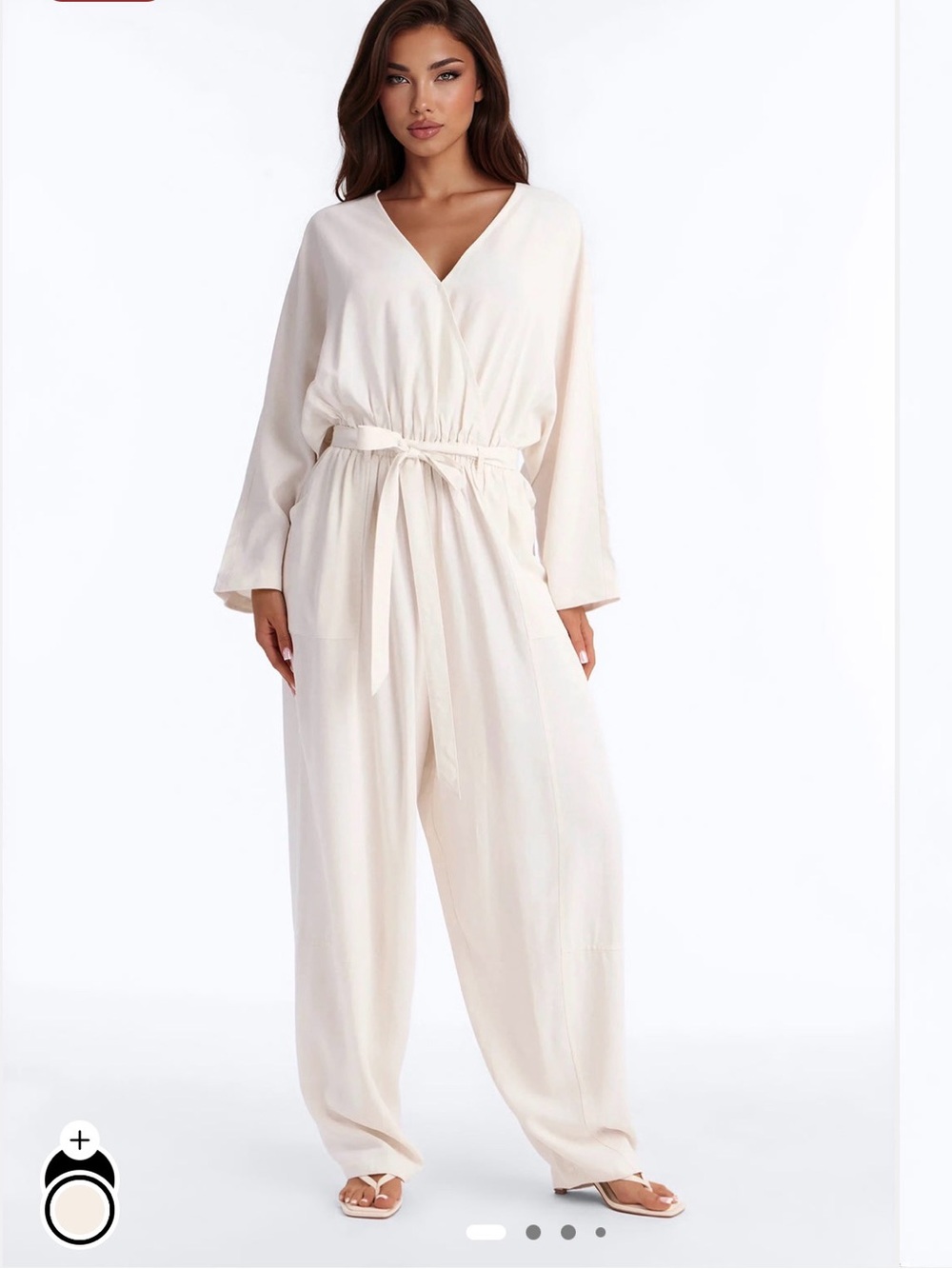 NWT Cream Wrap-Front Jumpsuit with Tie Waist